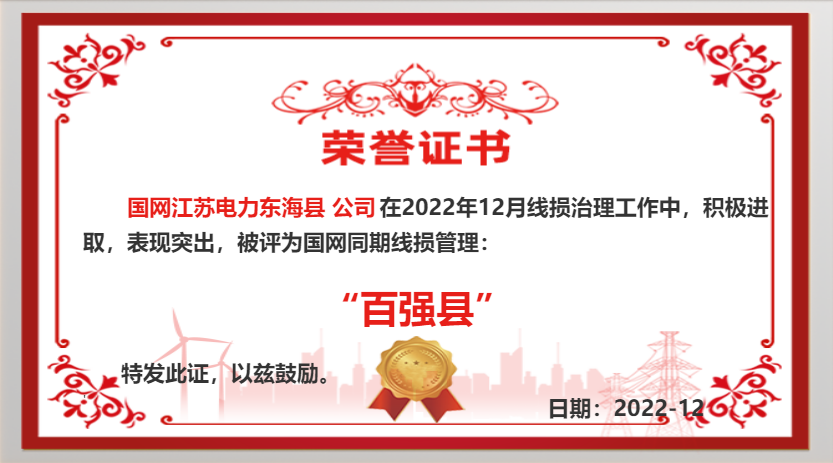 國網(wǎng)東?？h供電公司同期線損工作再獲佳績