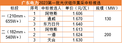雙面655W+1.606元/瓦，阿特斯預中標廣東電力330MW組件集采