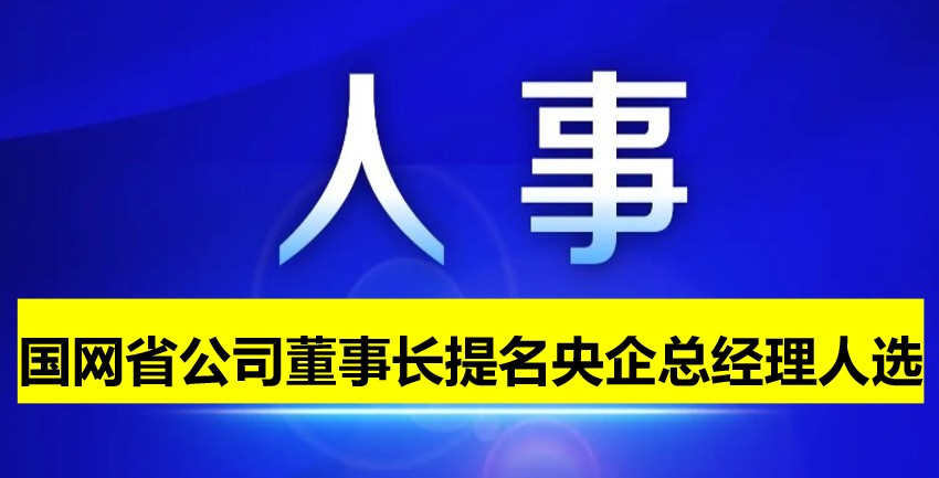 國(guó)網(wǎng)省公司董事長(zhǎng)提名為央企總經(jīng)理人選！